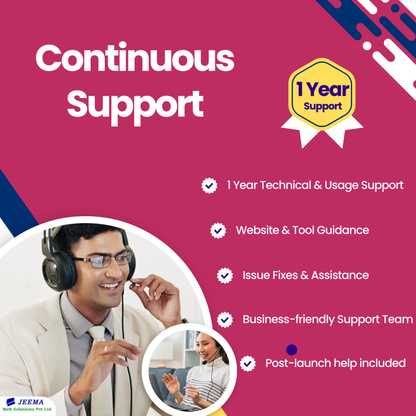 Continuous support with a 1-year technical support, Issue Fixes & Assistance, Business-friendly Support Team and post launch help included