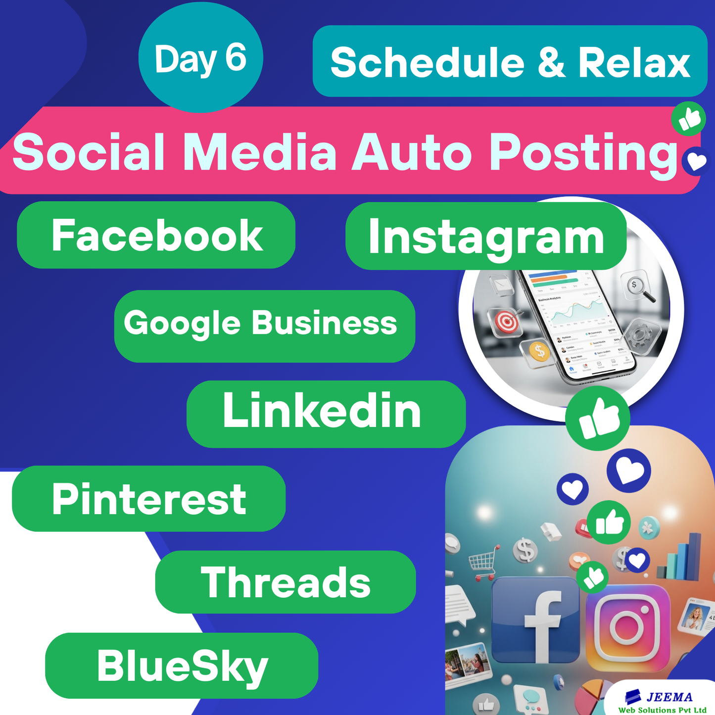 Social Media Auto Posting - Facebook Instagram, Google Business, Linkedin, Pinterest, Threads, BlueSky