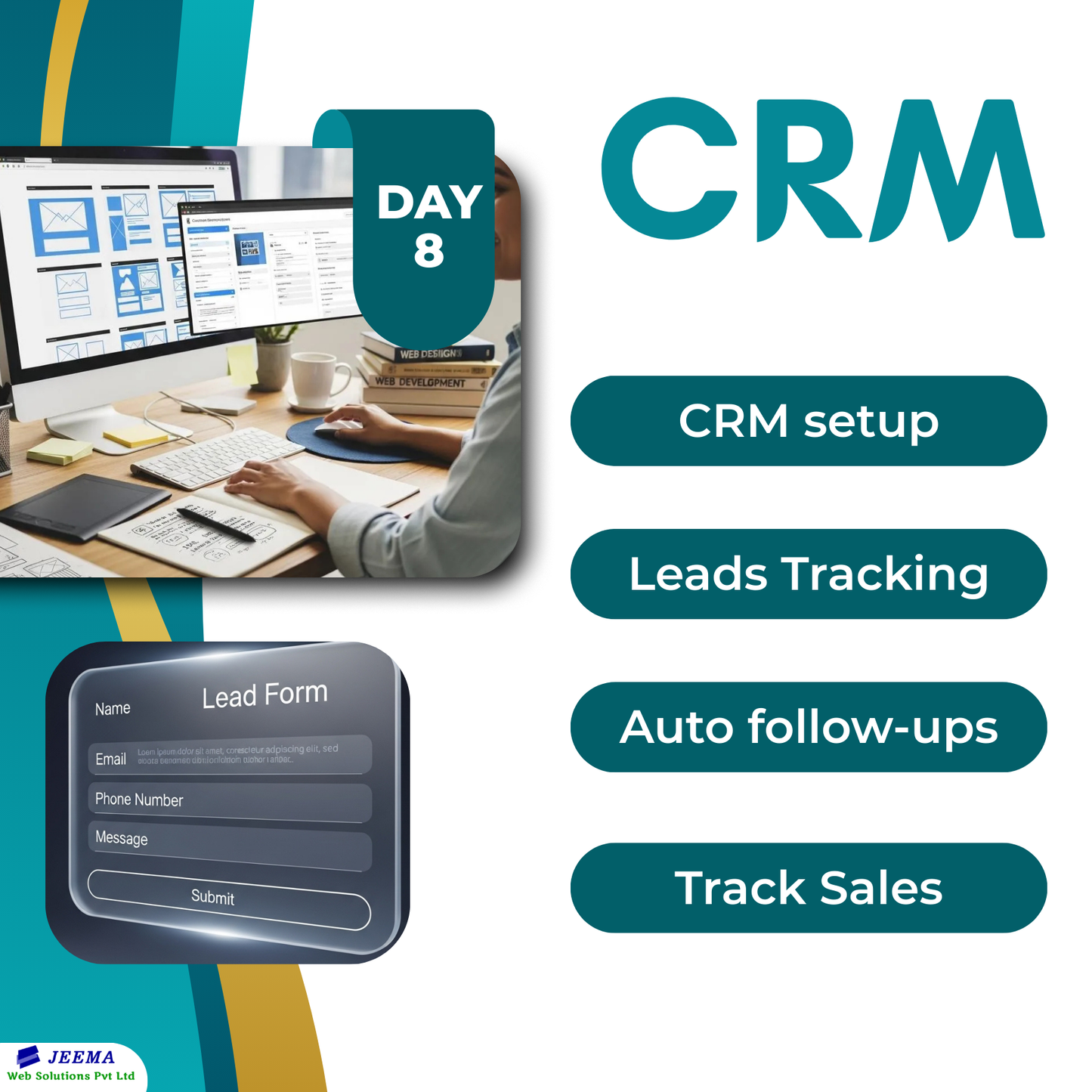 CRM setup training, Leads Tracking, Auto follow-ups, Track Sales
