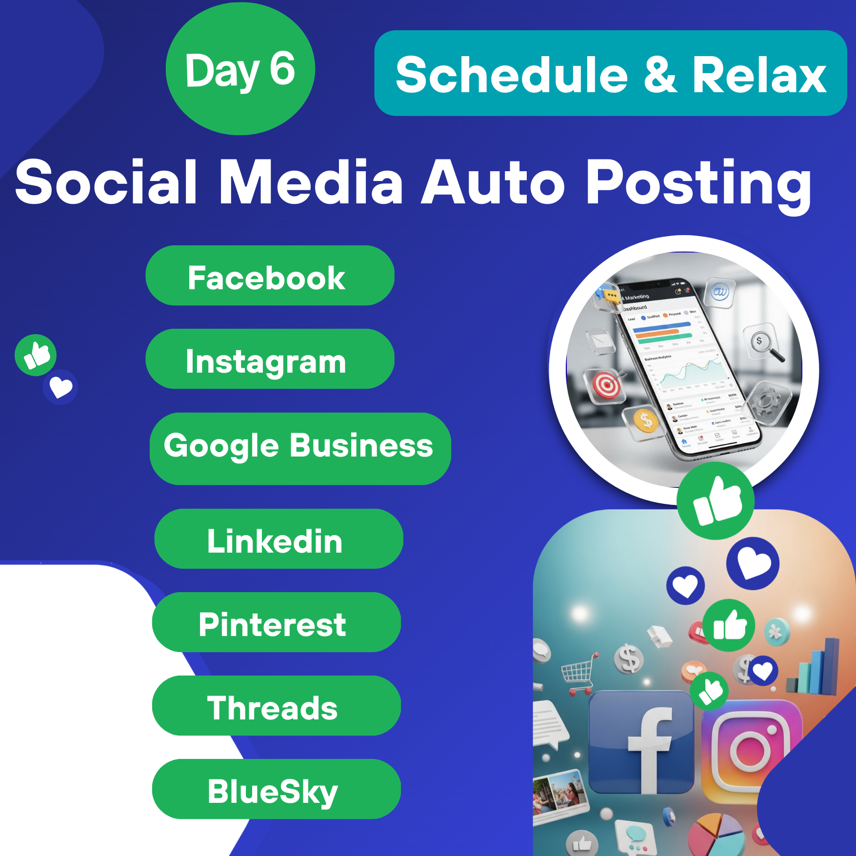 Social Media Auto Posting - Facebook Instagram, Google Business, Linkedin, Pinterest, Threads, BlueSky