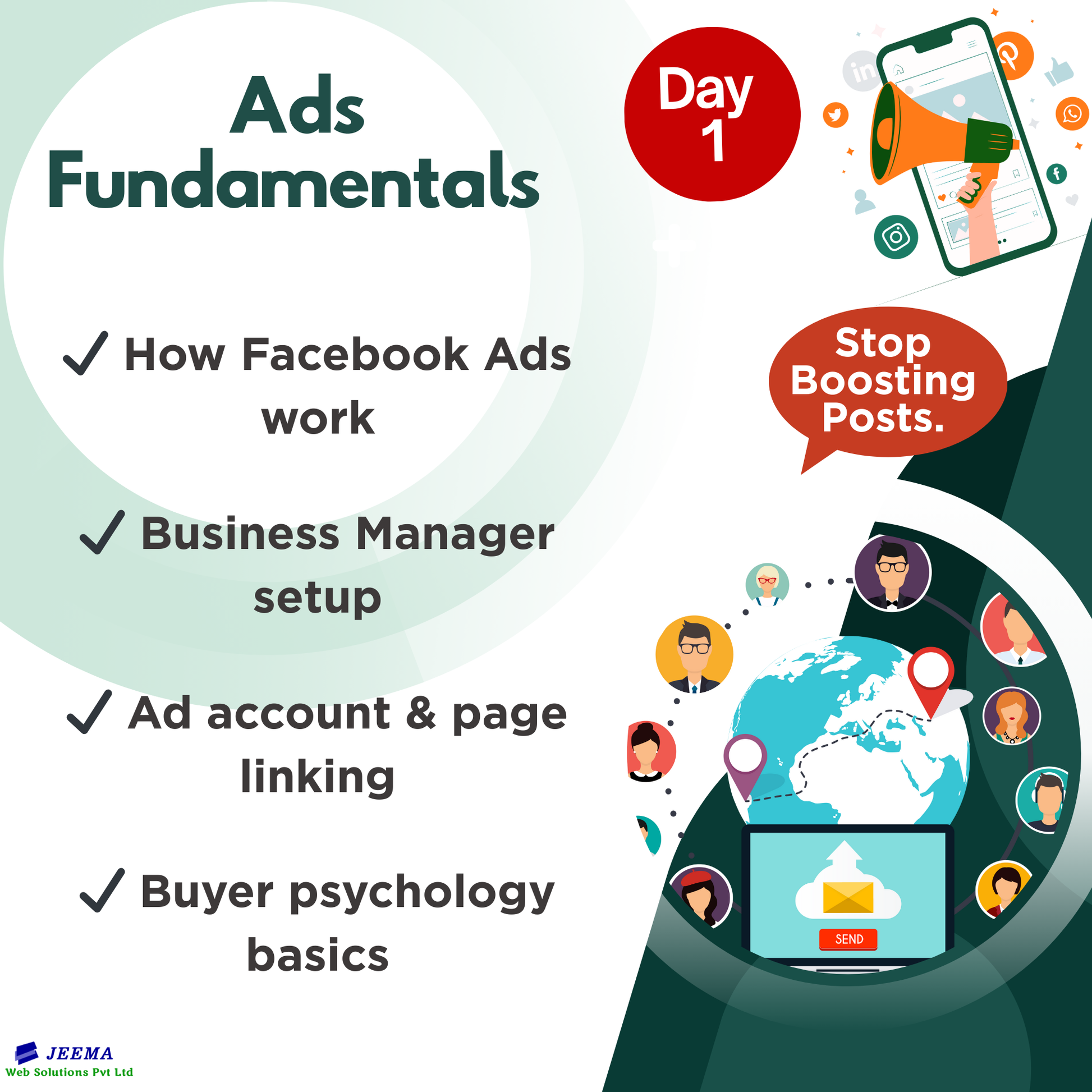 Facebook Ads fundamentals - How Facebook Ads work, Business Manager Setup, Ad account & Page Linking, Buyer psychology Basics