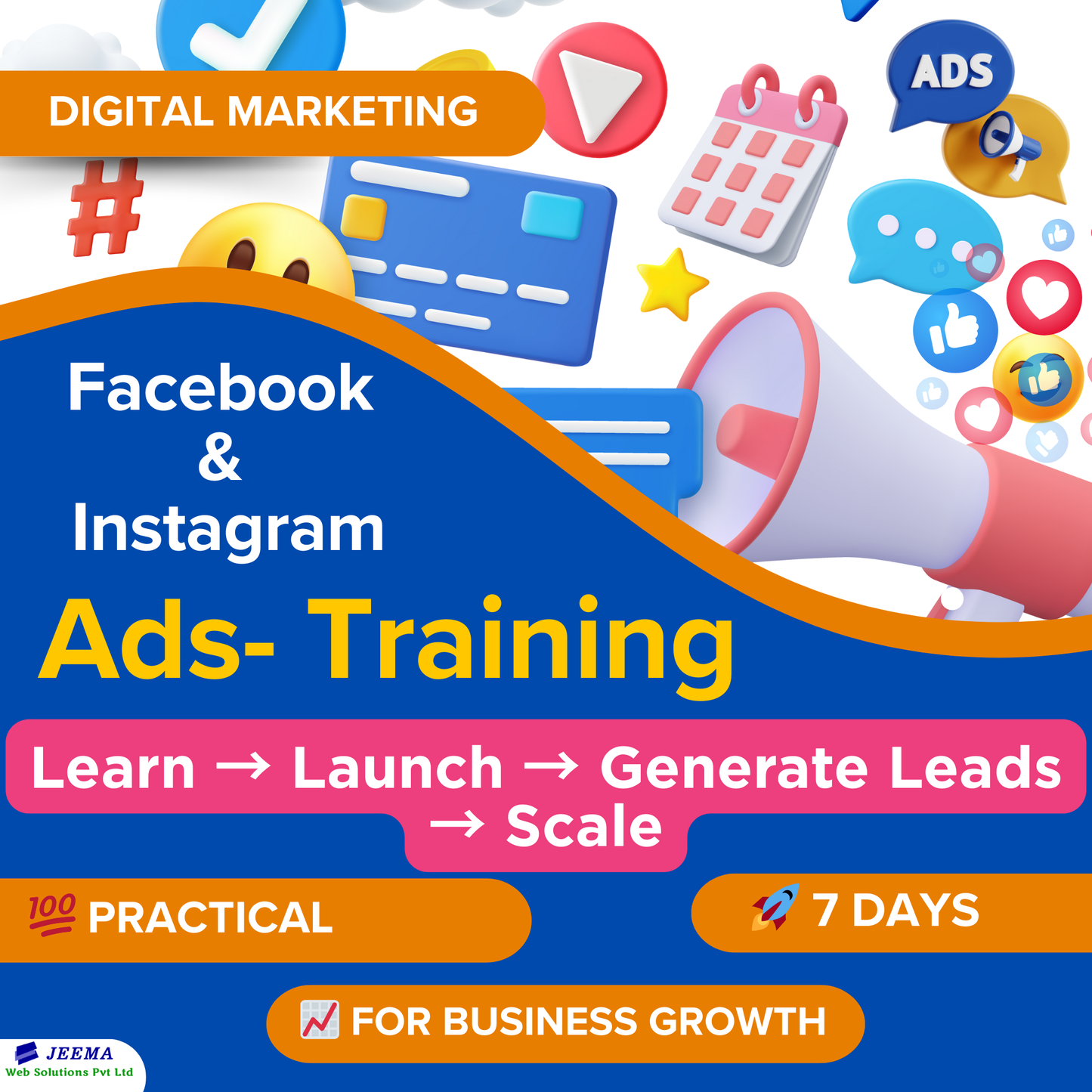 Facebook and Instagram Ads Training - Learn-Launch-Generate Leads - Scale, Practical Class for 7 Days for your Business Growth